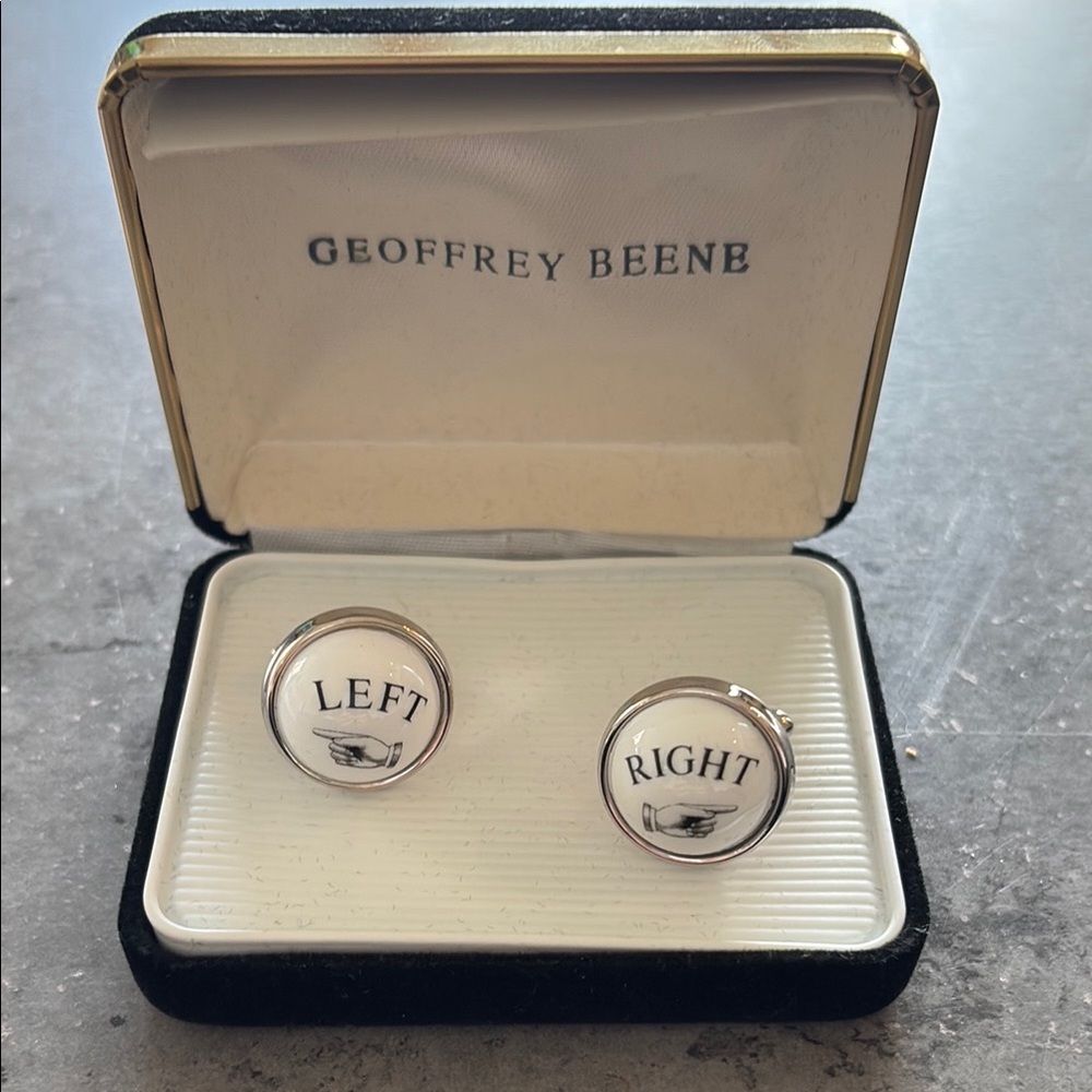 Geoffrey Beene Silver Cufflinks - Fun Right/Left